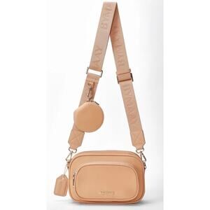 bymaay Crossbody Aly Tan (Gold) Bag Wide Adjustable Strap Coin Purse Zip Pockets